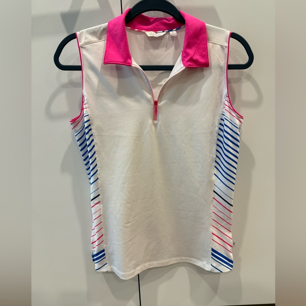 Lady Hagen Pink and White Tank Top with Stripes